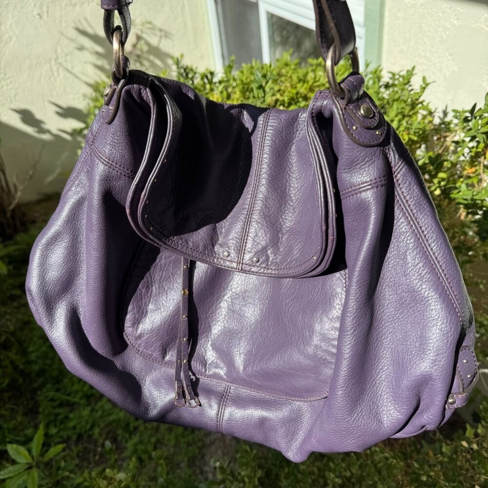 Auth Hayden Harnett Havana Hobo Purple Leather Studded